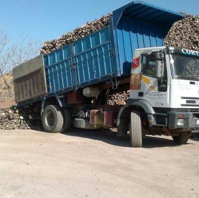 Materiales de Construcción y Transportes Gustavo Cortijo camión descargando leña