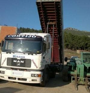 Materiales de Construcción y Transportes Gustavo Cortijo camión descargando material 2